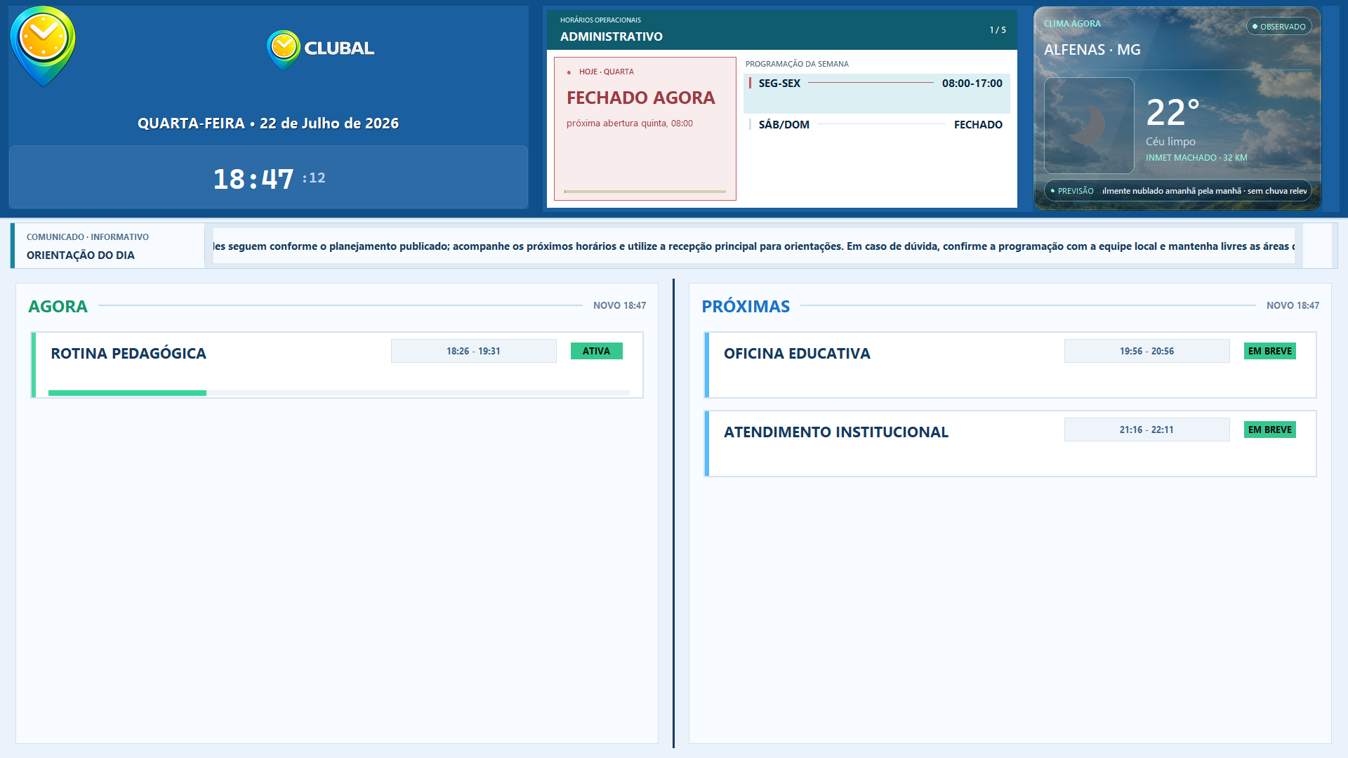 Interface atual do módulo Rotinas PEMSE do ClubAL